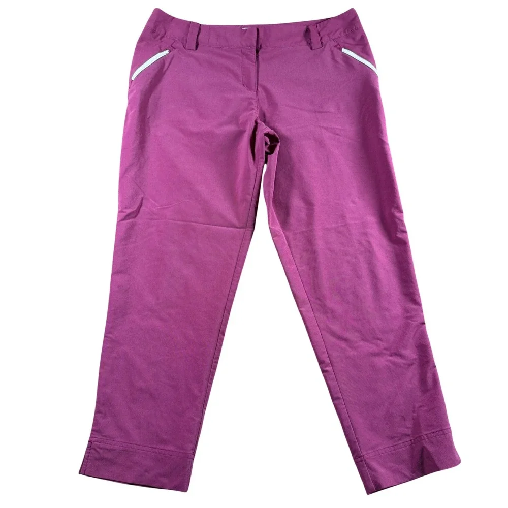Adidas Golf Pants Berry Cropped Straight Leg women 14 athletic performance ankle